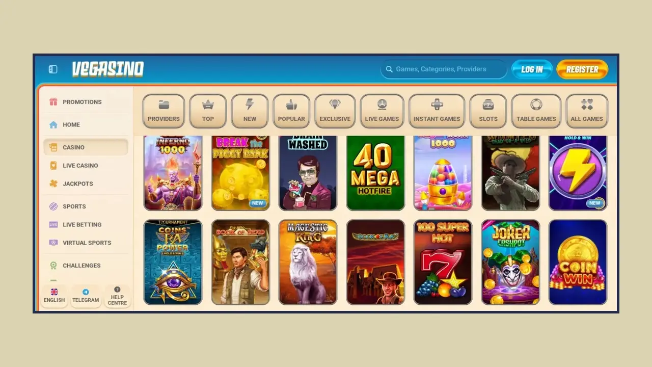 Eindrücke vom Spielen bei Vegasino